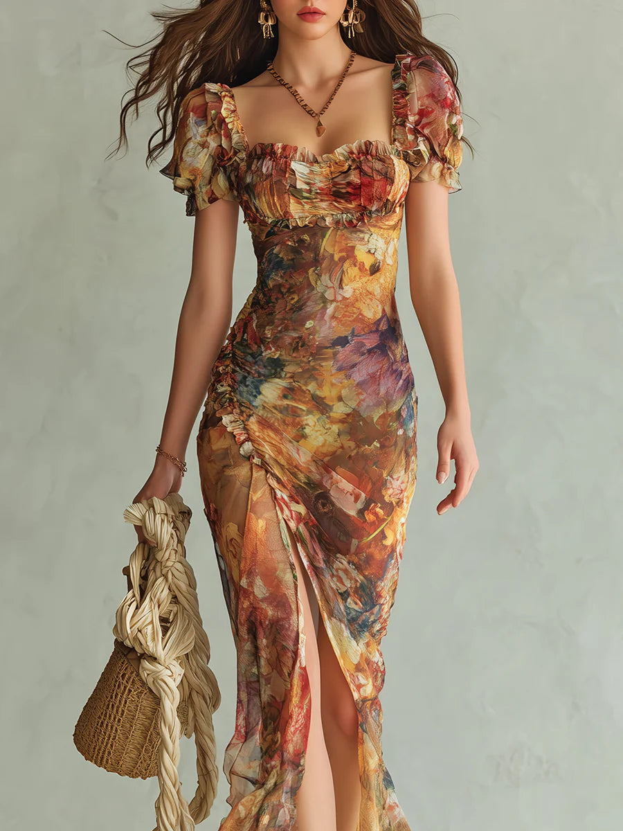 Rachael - Painterly Chiffon Maxi Dress