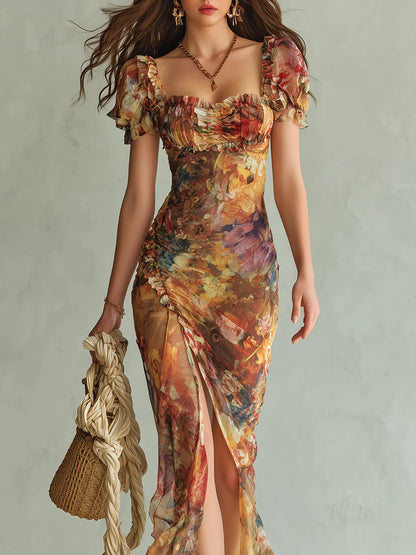 Rachael - Painterly Chiffon Maxi Dress