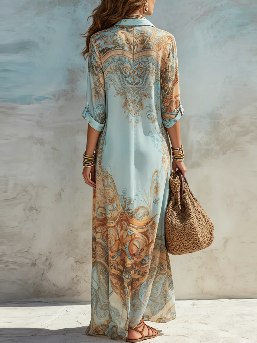 Vonda - Printed Maxi Shirt Dress