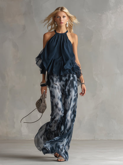 Amparo - Chiffon Halter and Printed Pants