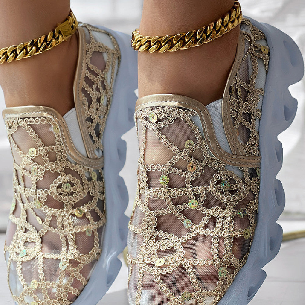 Faith - Floral Lace Slip-On Trainers