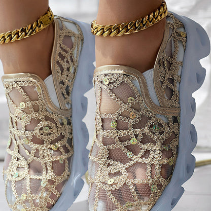 Faith - Floral Lace Slip-On Trainers