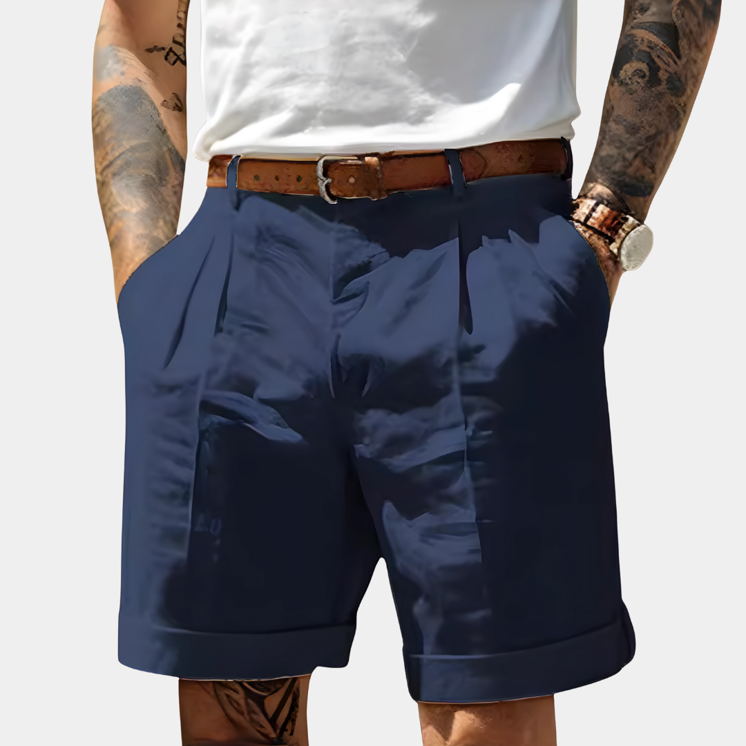 Kendrick - Pleated Cuffed Bermuda Shorts