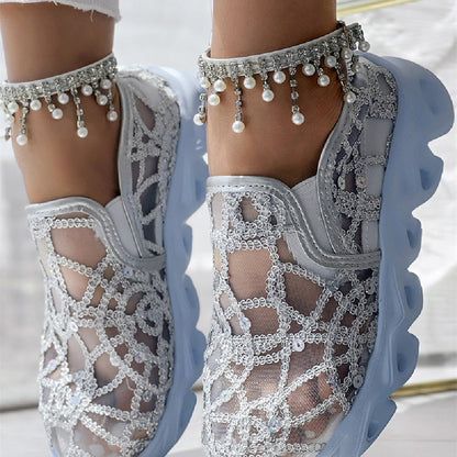 Faith - Floral Lace Slip-On Trainers