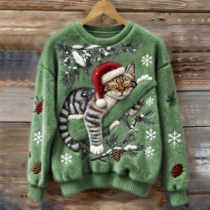 Corinne - Christmas Cat Fleece Sweater
