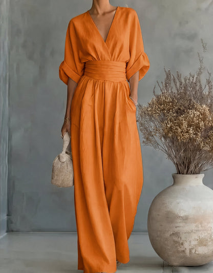 Rita - V-Neck Wide-Leg Jumpsuit