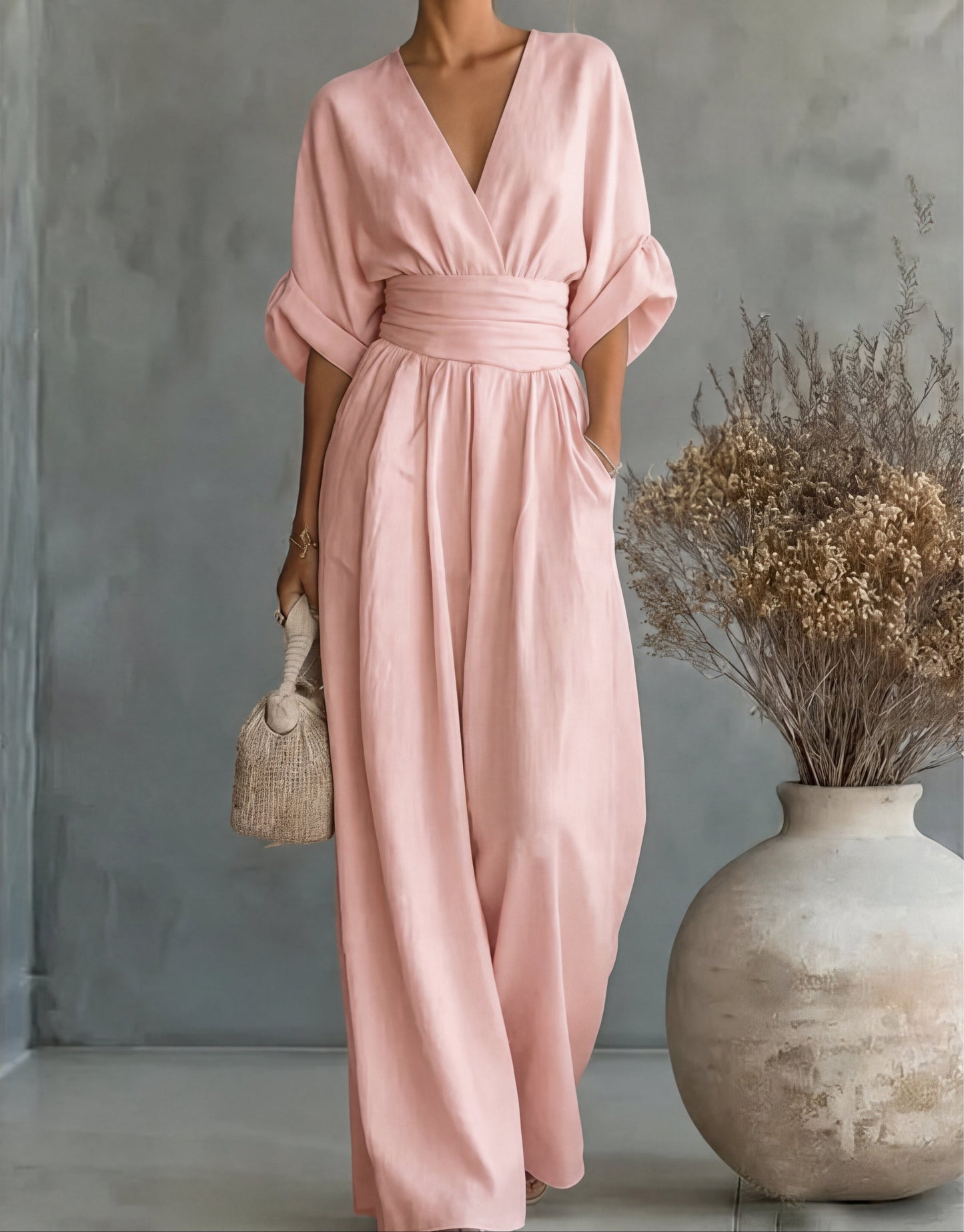 Rita - V-Neck Wide-Leg Jumpsuit