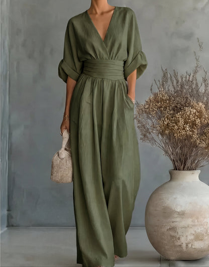 Rita - V-Neck Wide-Leg Jumpsuit
