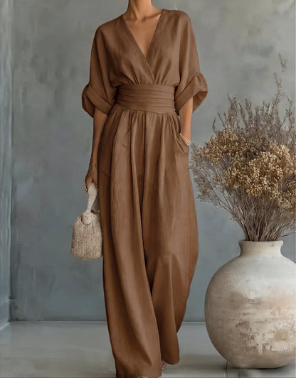 Rita - V-Neck Wide-Leg Jumpsuit