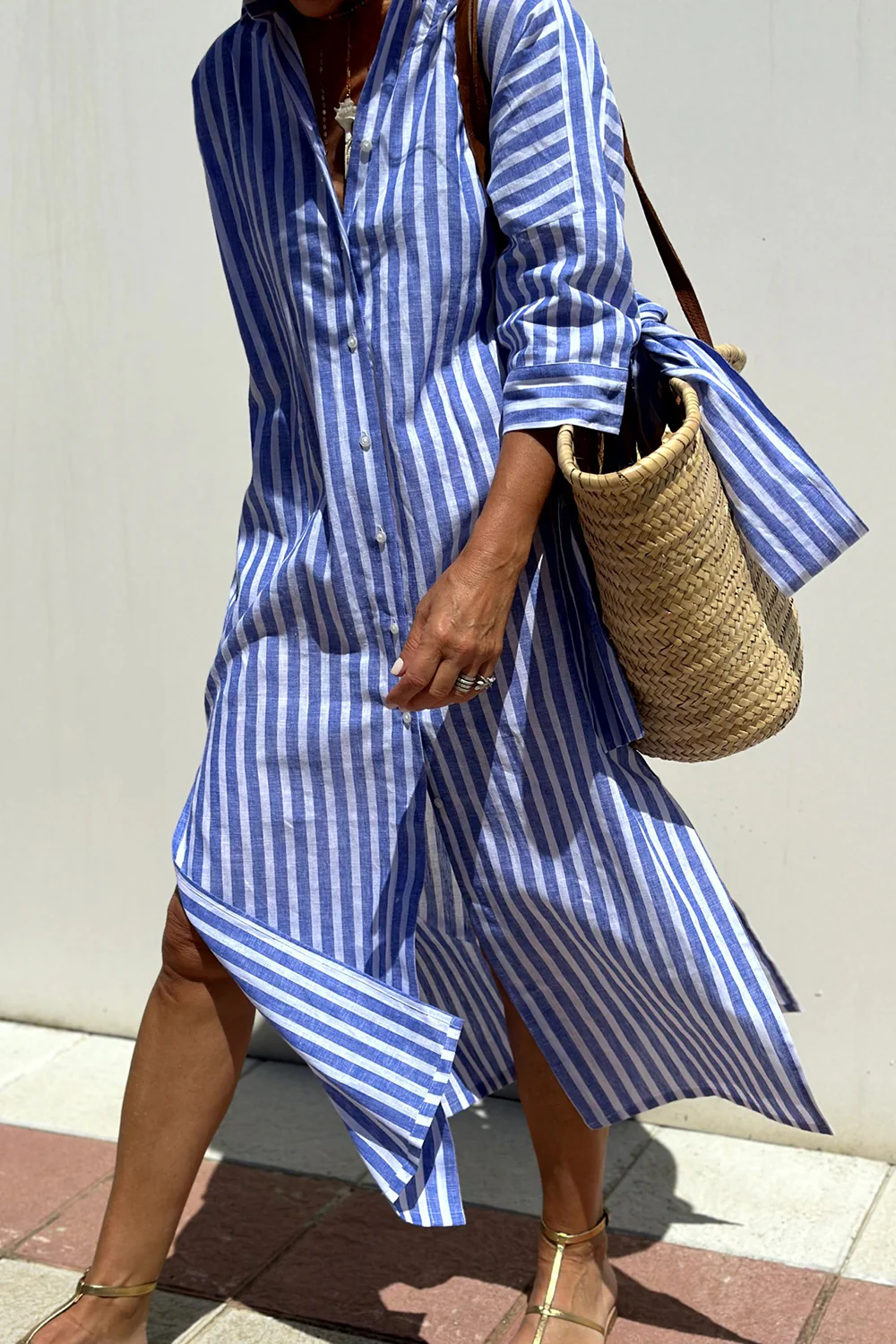 Solaira - Belted V-Neck Midi Dress
