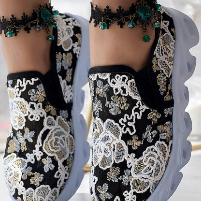 Faith - Floral Lace Slip-On Trainers
