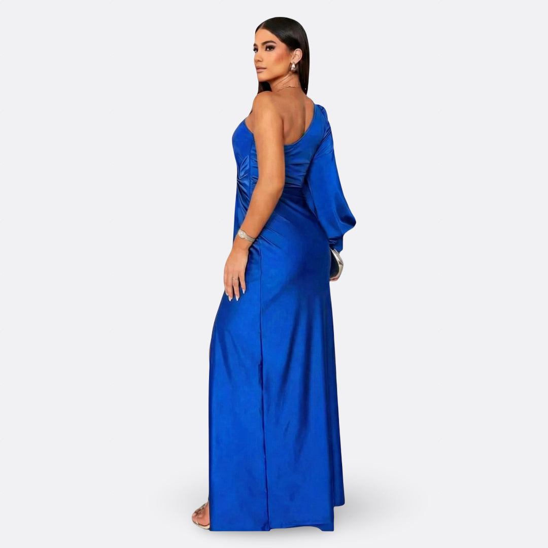 Luna - Draped Asymmetric Maxi Dress