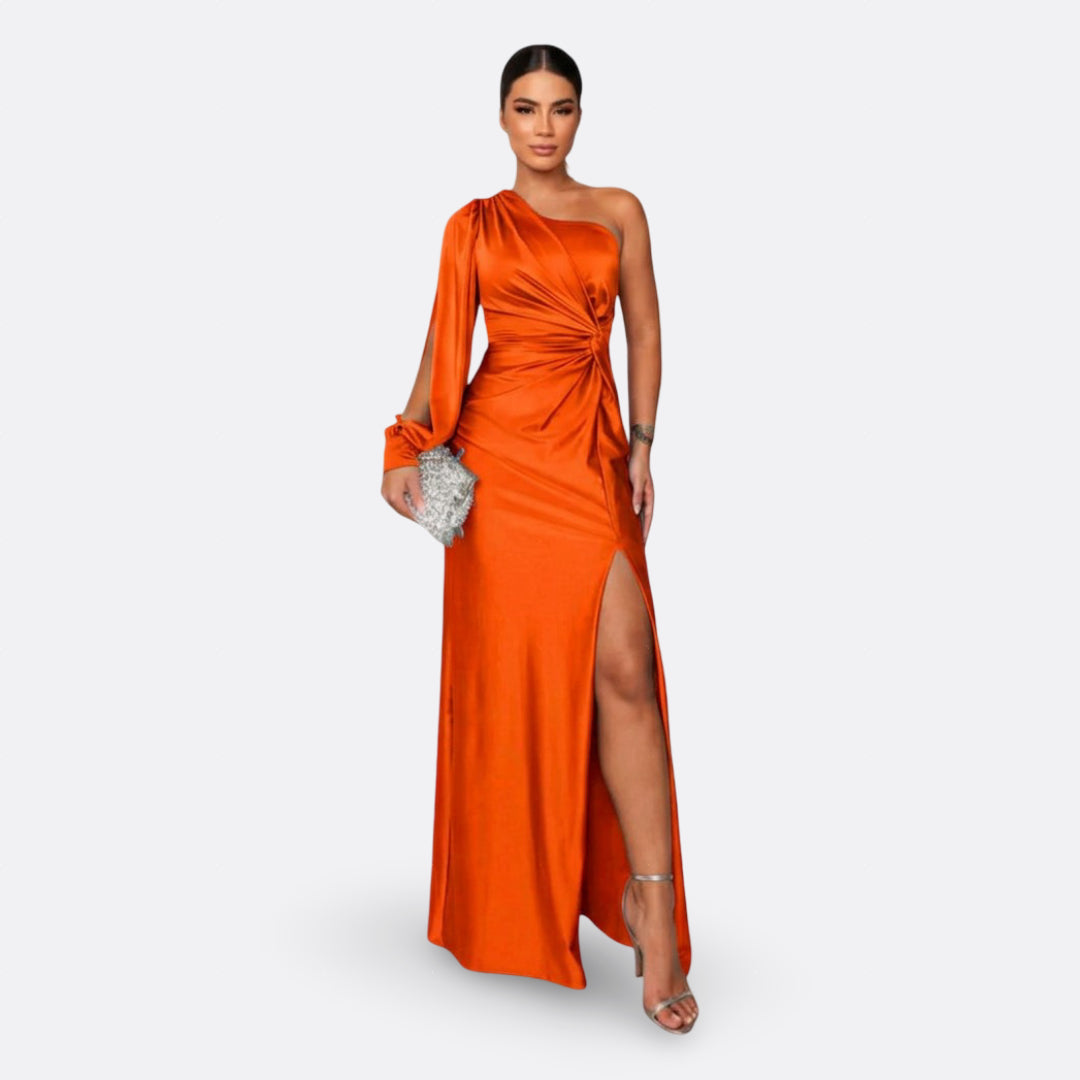 Luna - Draped Asymmetric Maxi Dress