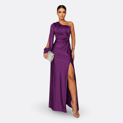 Luna - Draped Asymmetric Maxi Dress