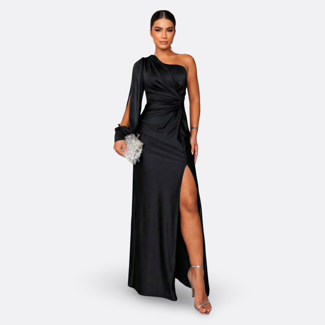 Luna - Draped Asymmetric Maxi Dress