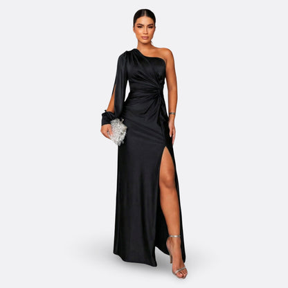 Luna - Draped Asymmetric Maxi Dress