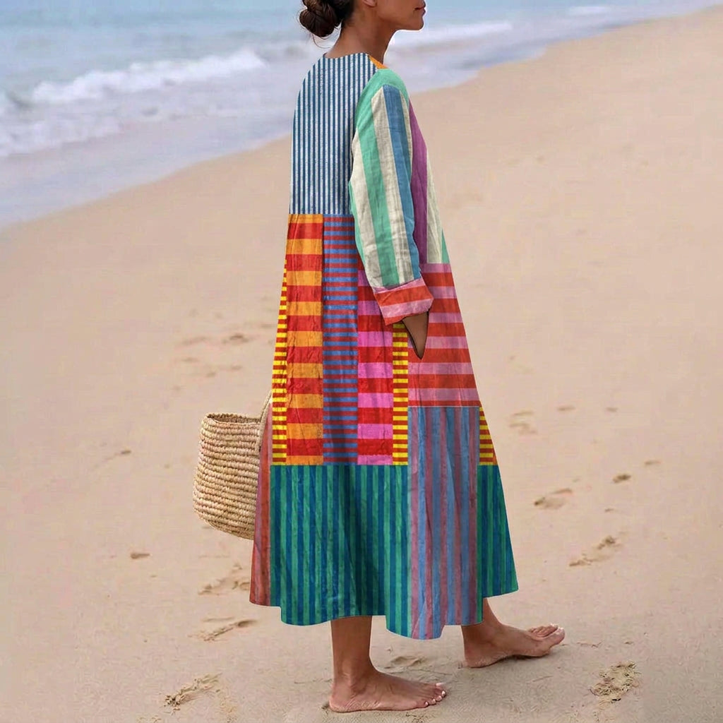 Candice - Striped Patchwork Maxi Dress