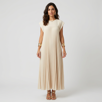 Herminia - Pocketed Pleated Maxi Dress