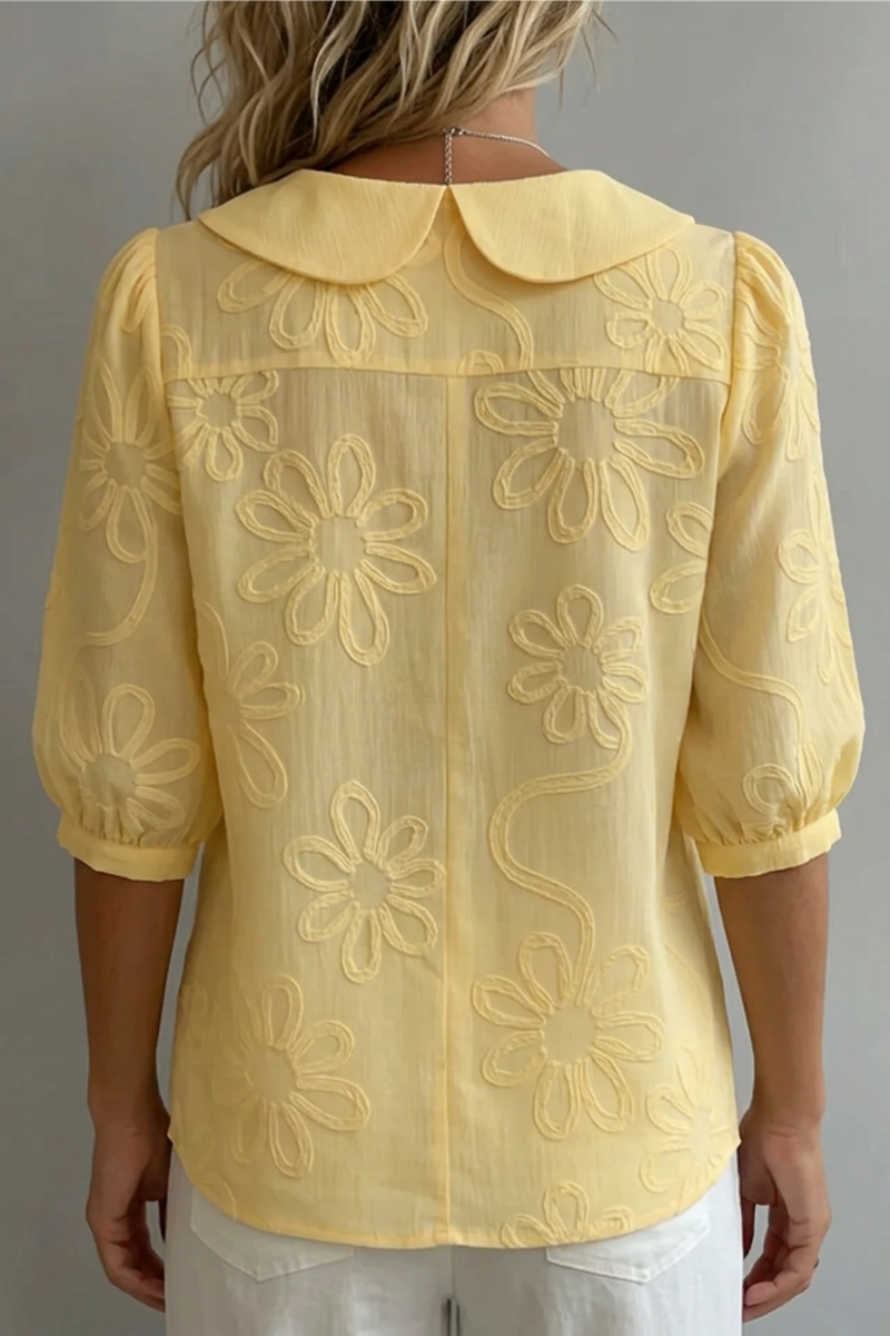 Jaclyn - Embroidered Rounded-Collar Blouse