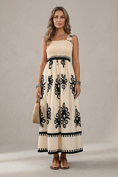 Vivara - Art Print Smocked Maxi Dress