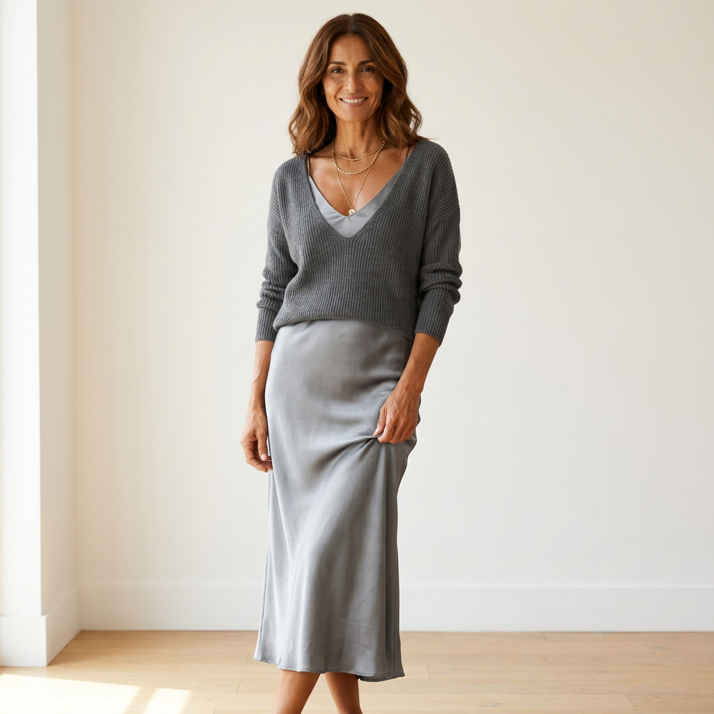 Jolene - Satin Dress & Jumper