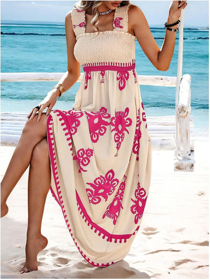 Vivara - Art Print Smocked Maxi Dress