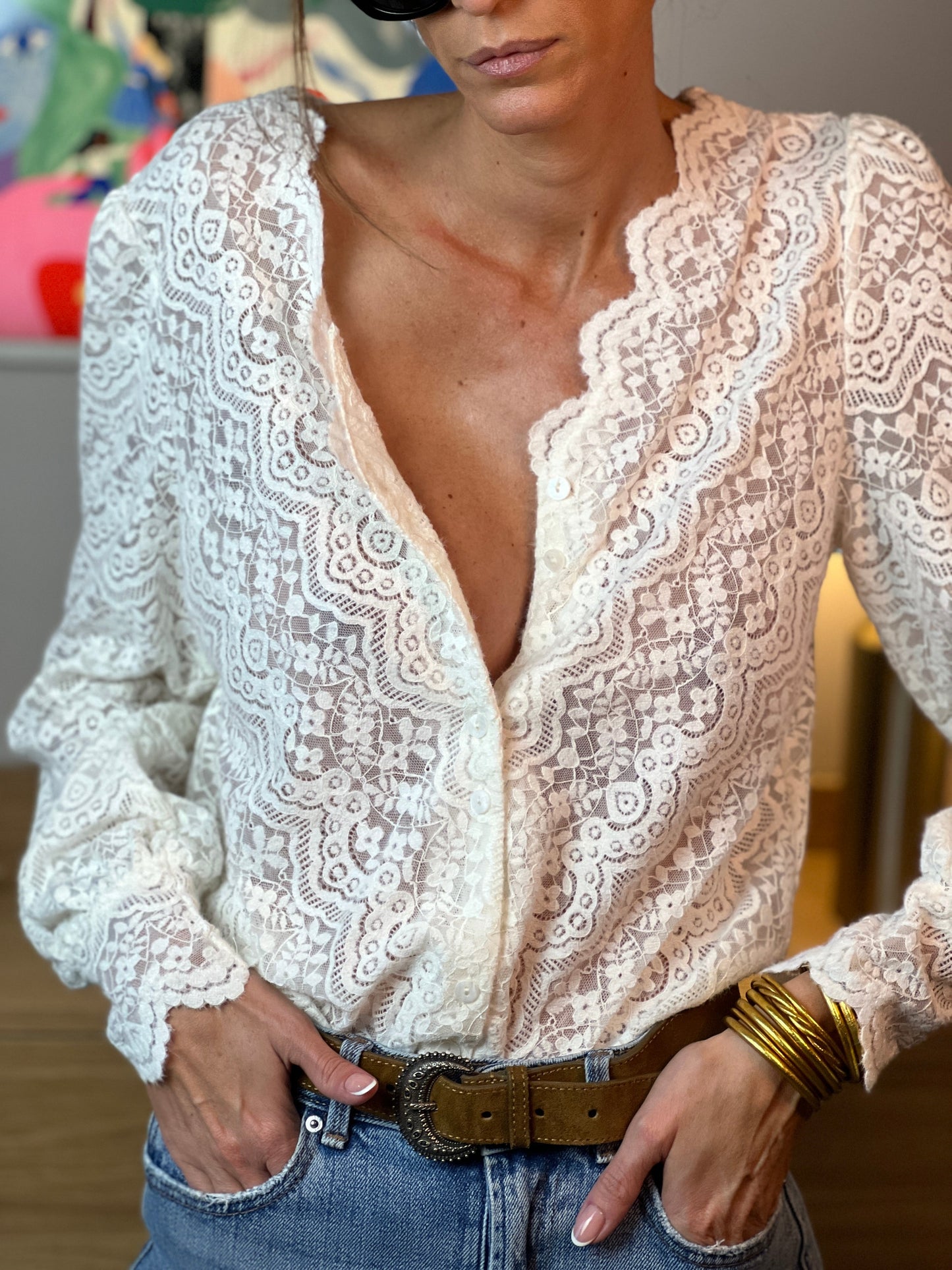 Lyselle - Openwork Knit Blouse