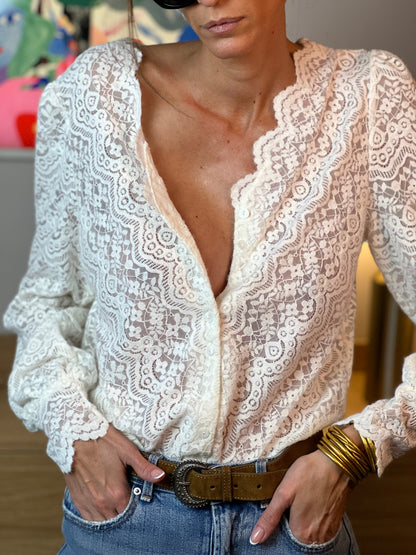 Lyselle - Openwork Knit Blouse