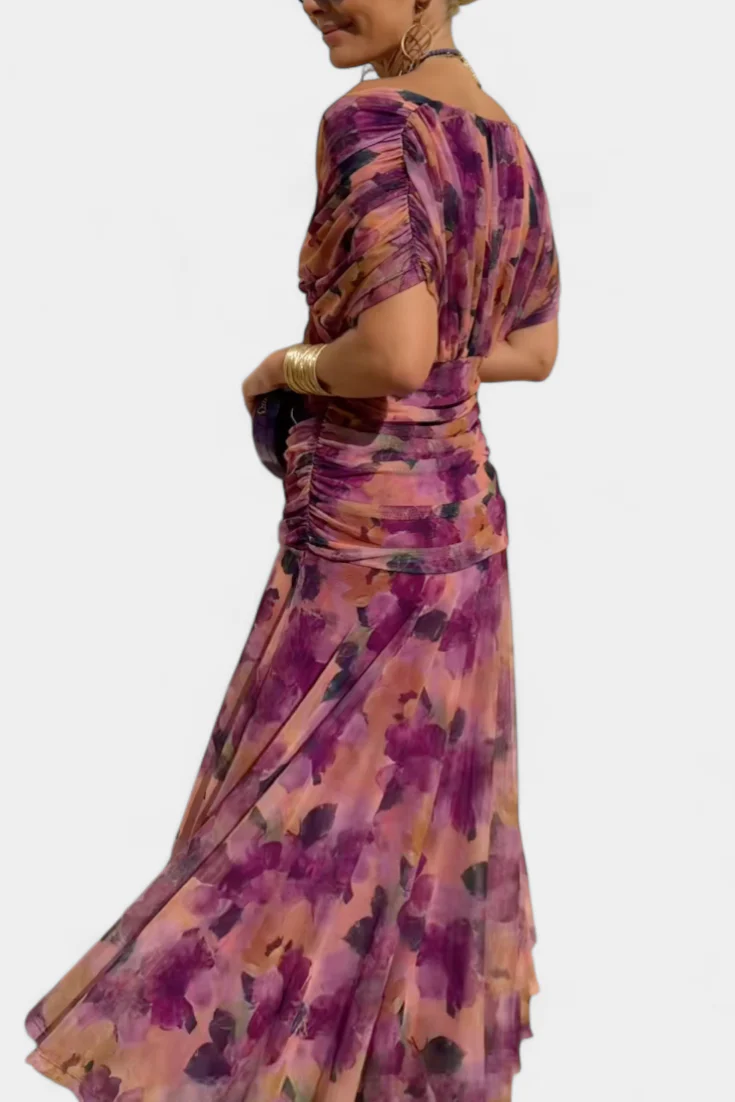 Dalma - Ruched Bardot Dress
