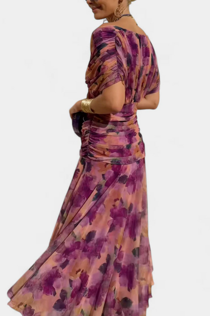 Dalma - Ruched Bardot Dress
