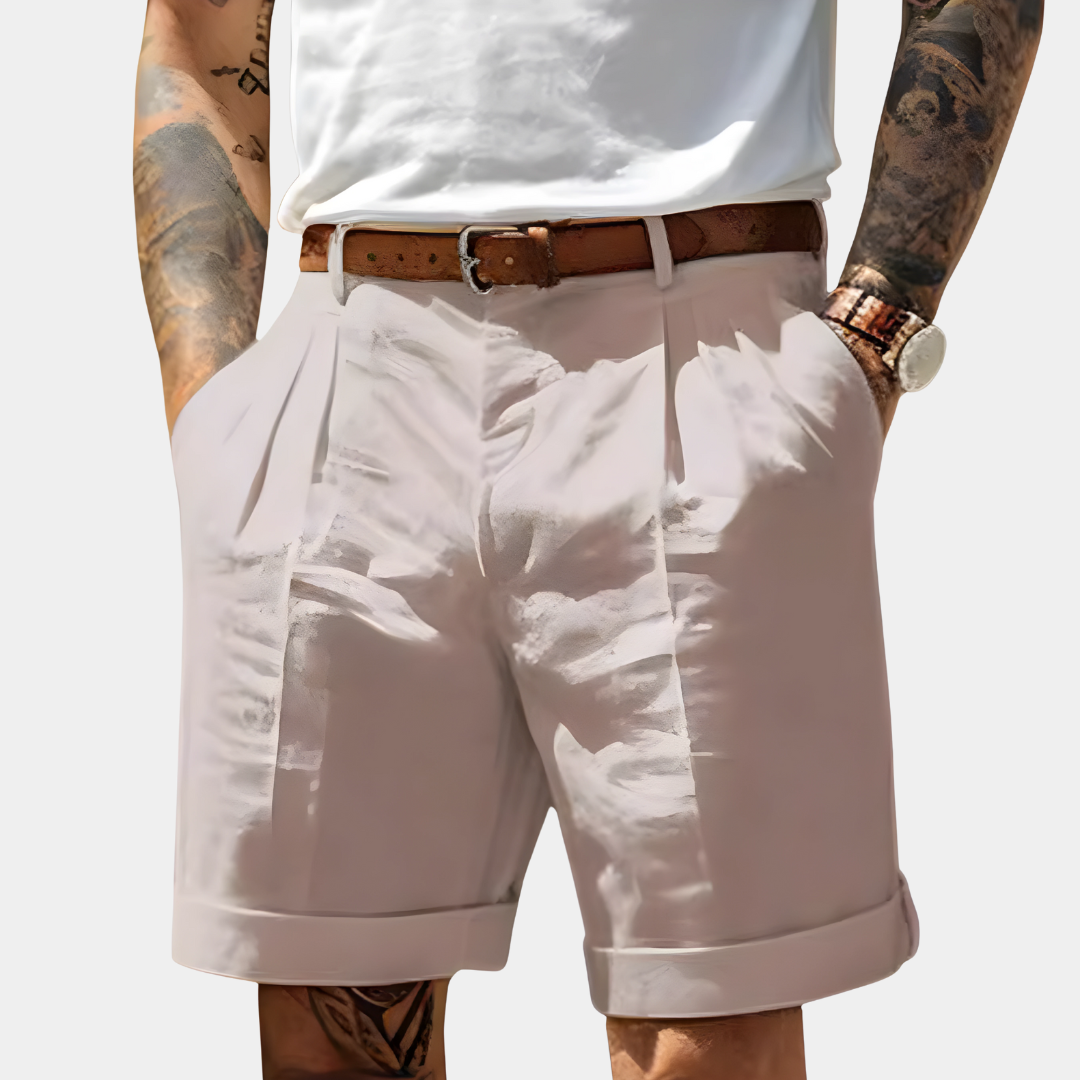 Kendrick - Pleated Cuffed Bermuda Shorts