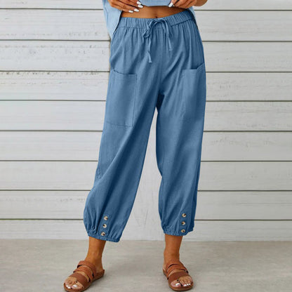Lidia - Wide-Leg Cotton-Linen Trousers
