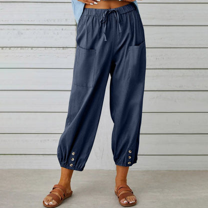 Lidia - Wide-Leg Cotton-Linen Trousers