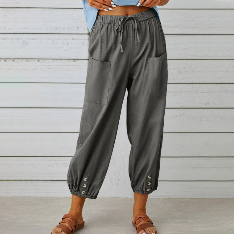 Lidia - Wide-Leg Cotton-Linen Trousers
