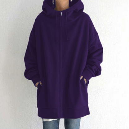 Saundra - Longline Fleece Zip Hoodie