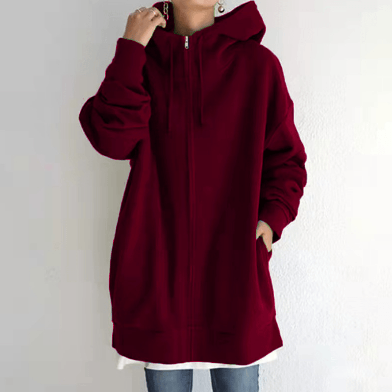Saundra - Longline Fleece Zip Hoodie