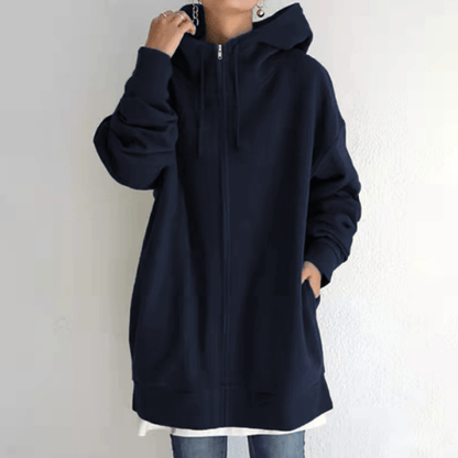 Saundra - Longline Fleece Zip Hoodie