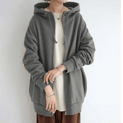 Saundra - Longline Fleece Zip Hoodie