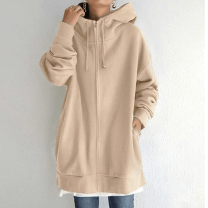 Saundra - Longline Fleece Zip Hoodie