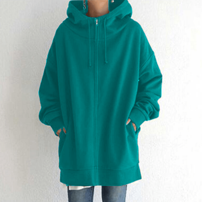 Saundra - Longline Fleece Zip Hoodie