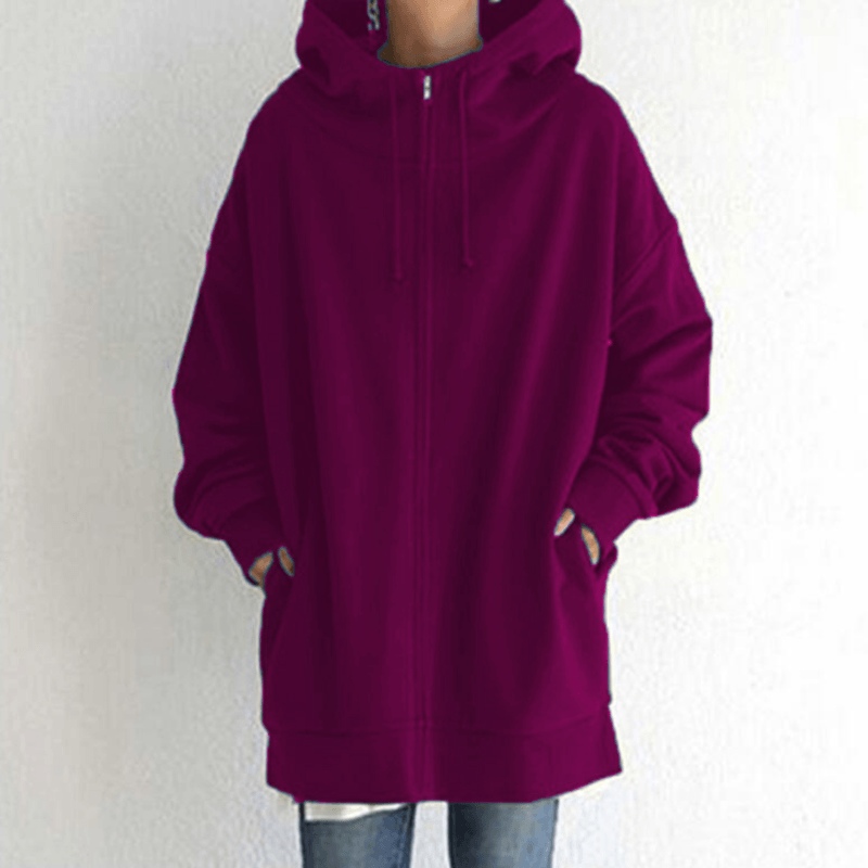 Saundra - Longline Fleece Zip Hoodie