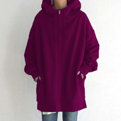 Saundra - Longline Fleece Zip Hoodie