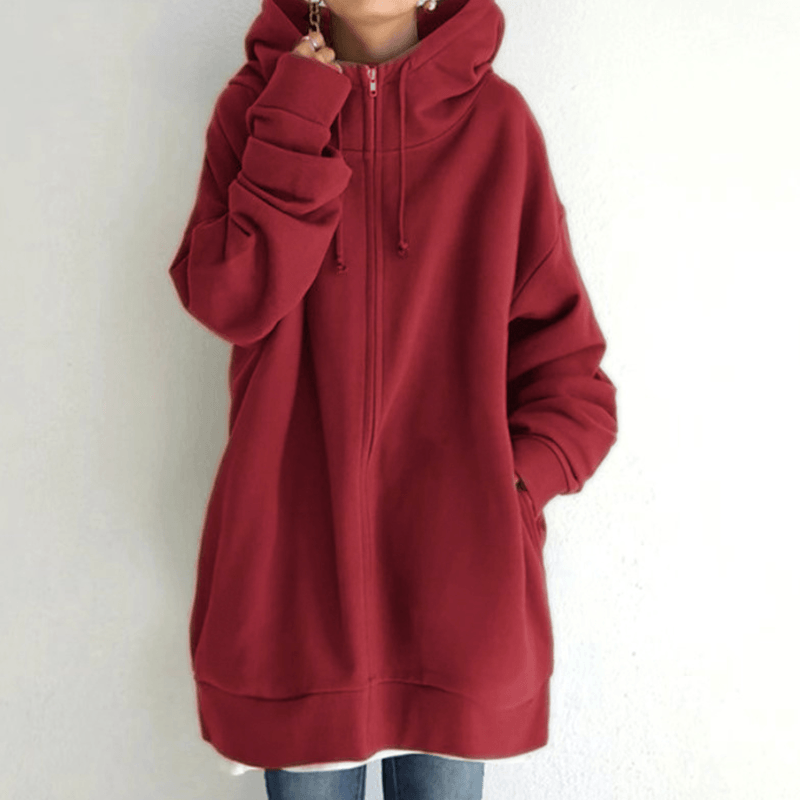 Saundra - Longline Fleece Zip Hoodie