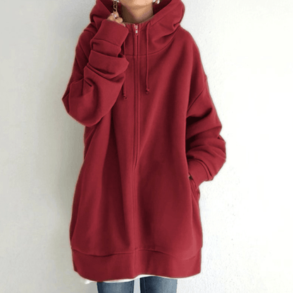 Saundra - Longline Fleece Zip Hoodie