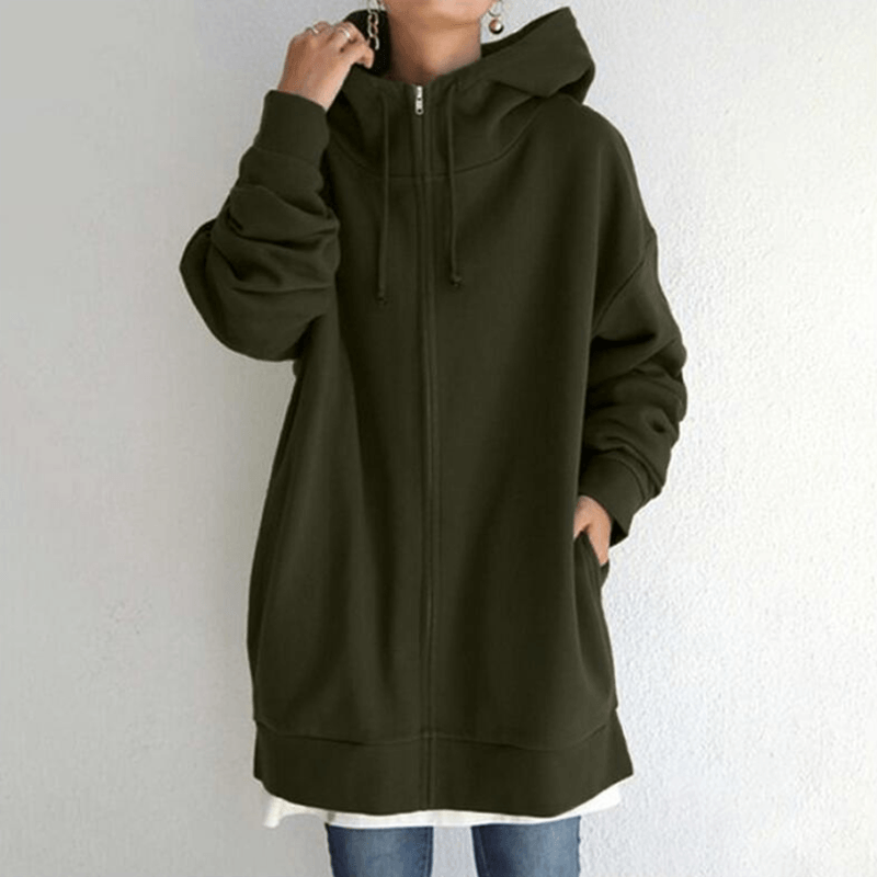Saundra - Longline Fleece Zip Hoodie