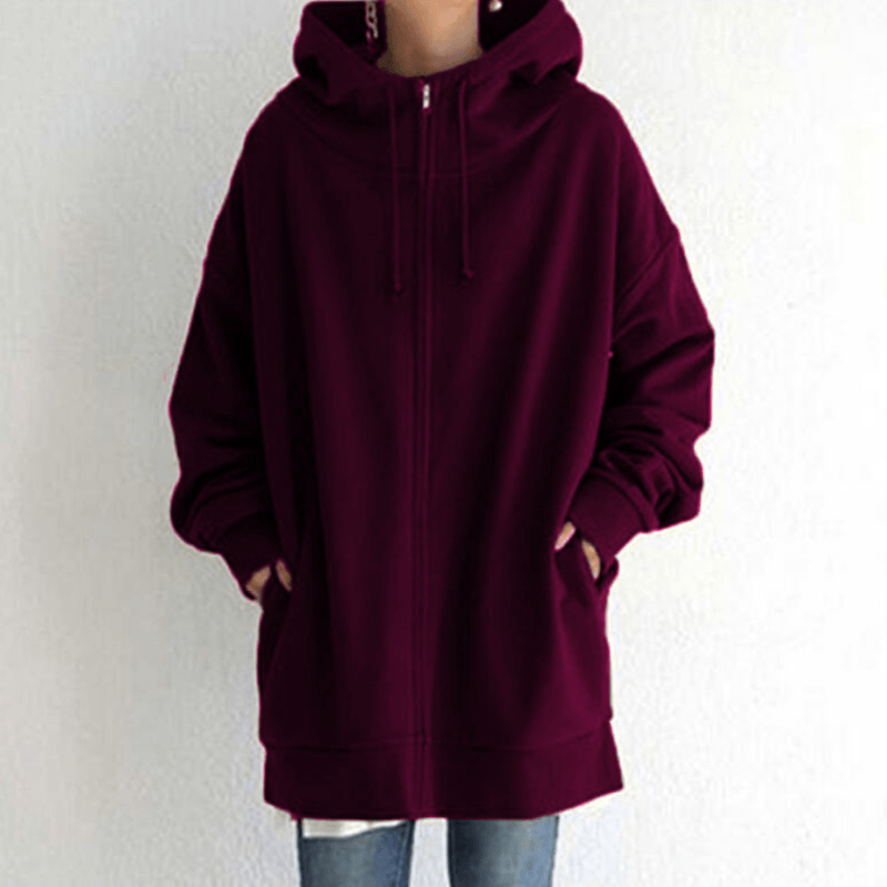 Saundra - Longline Fleece Zip Hoodie