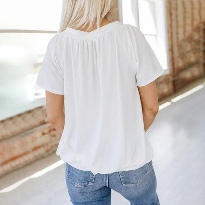 Sheri - Pleated V-Neck Blouse