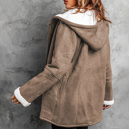 Julianne - Hooded Fleece-Lined Faux Suede Coat