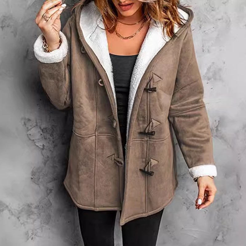 Julianne - Hooded Fleece-Lined Faux Suede Coat