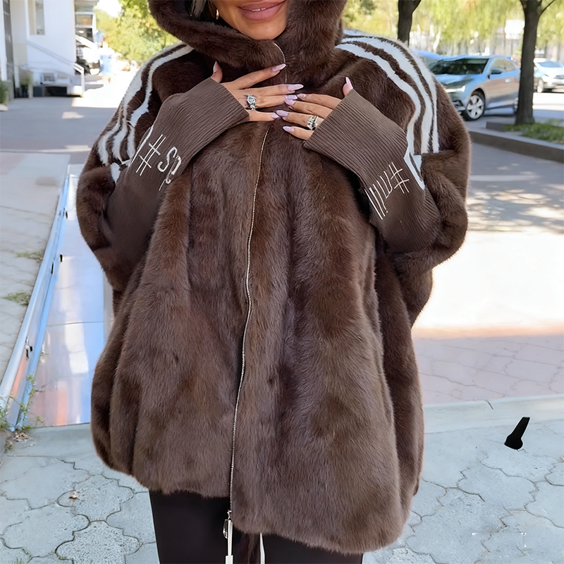 Lynn - Fleece-Lined Plush Hooded Coat